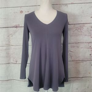 Franne Golde Christina Long Sleeve V Neck Jersey Tunic Top Size Small NWT